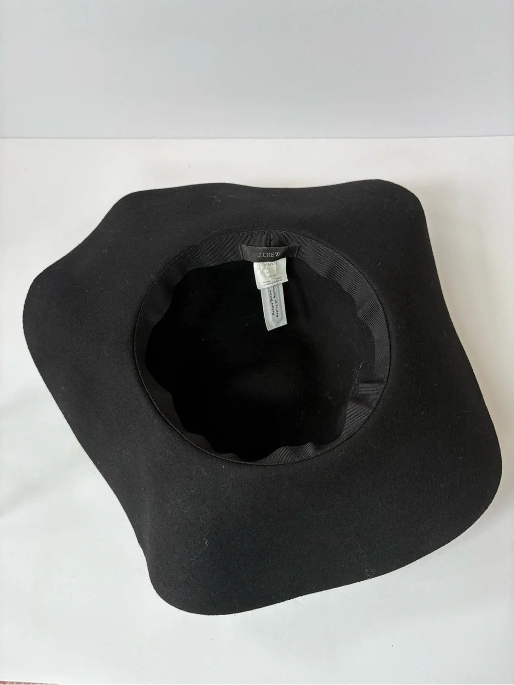 J.Crew 100% Wool Felt Hat M-L Black Floppy Boho Wide‎ Brim South Western Cowgirl